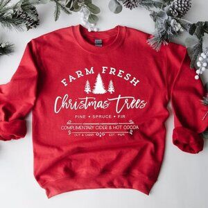 Farm Fresh Christmas Trees Sweatshirt Pine Spruce Fir Christmas Sweatshirt 17